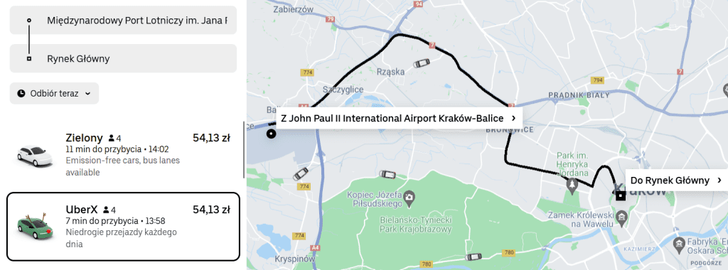 travel from krakow airport to city centre